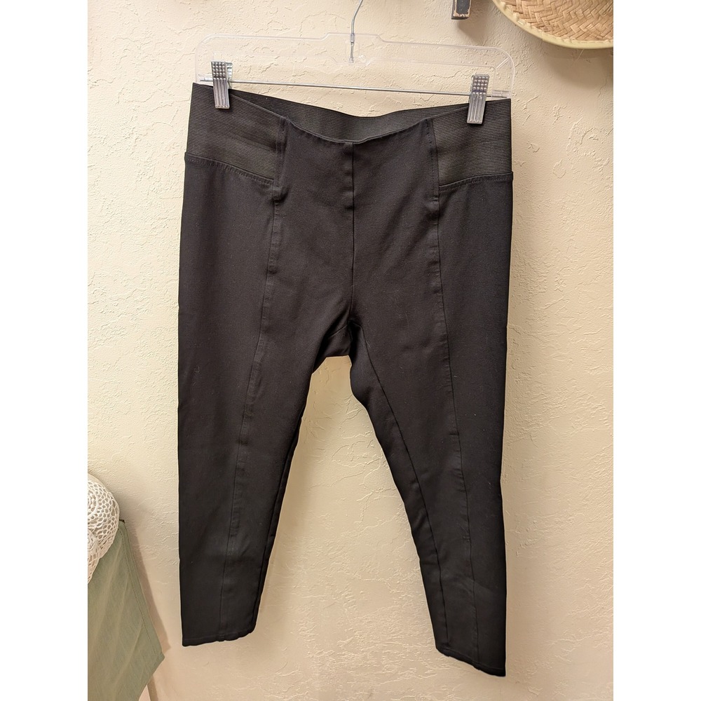 Ann Taylor Factory Black Elastic Waist Capris Cropped Pants Women's Size Medium